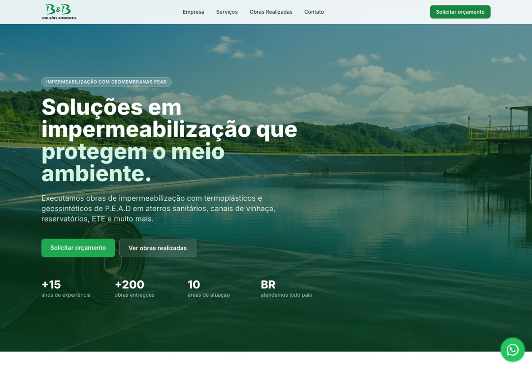 Site da BEB Soluções Ambientais