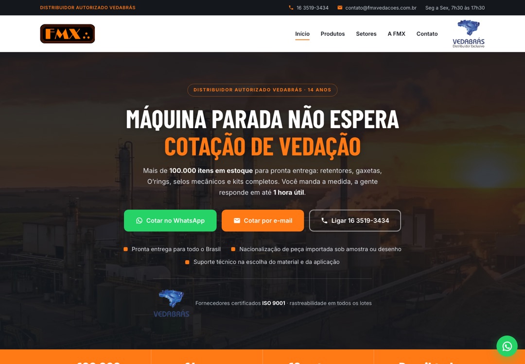 Site da FMX Vedações