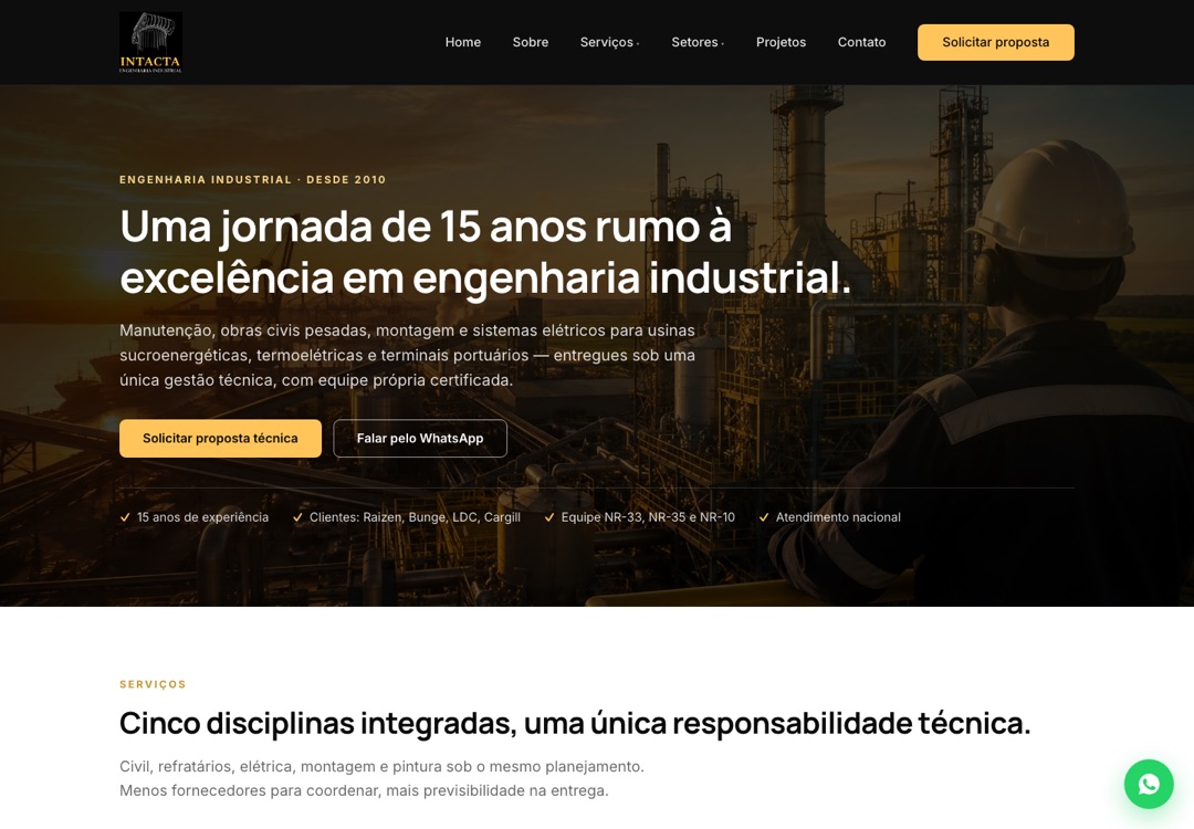 Site da Intacta Engenharia